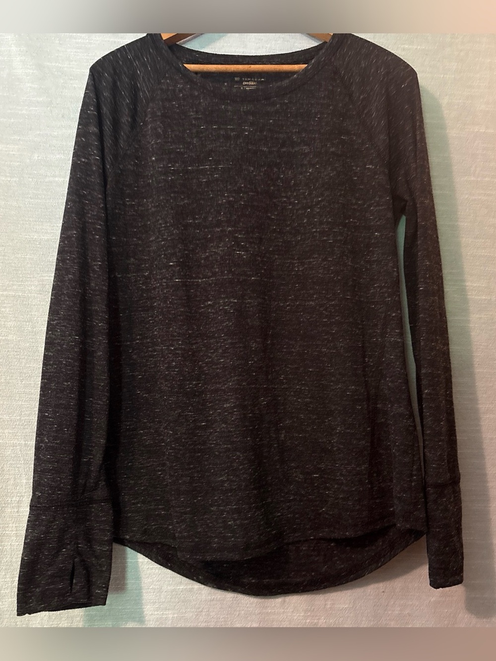Tek Gear Dry Tek Top Pullover Long Sleeve Black/White Heathered Women’s Sz M